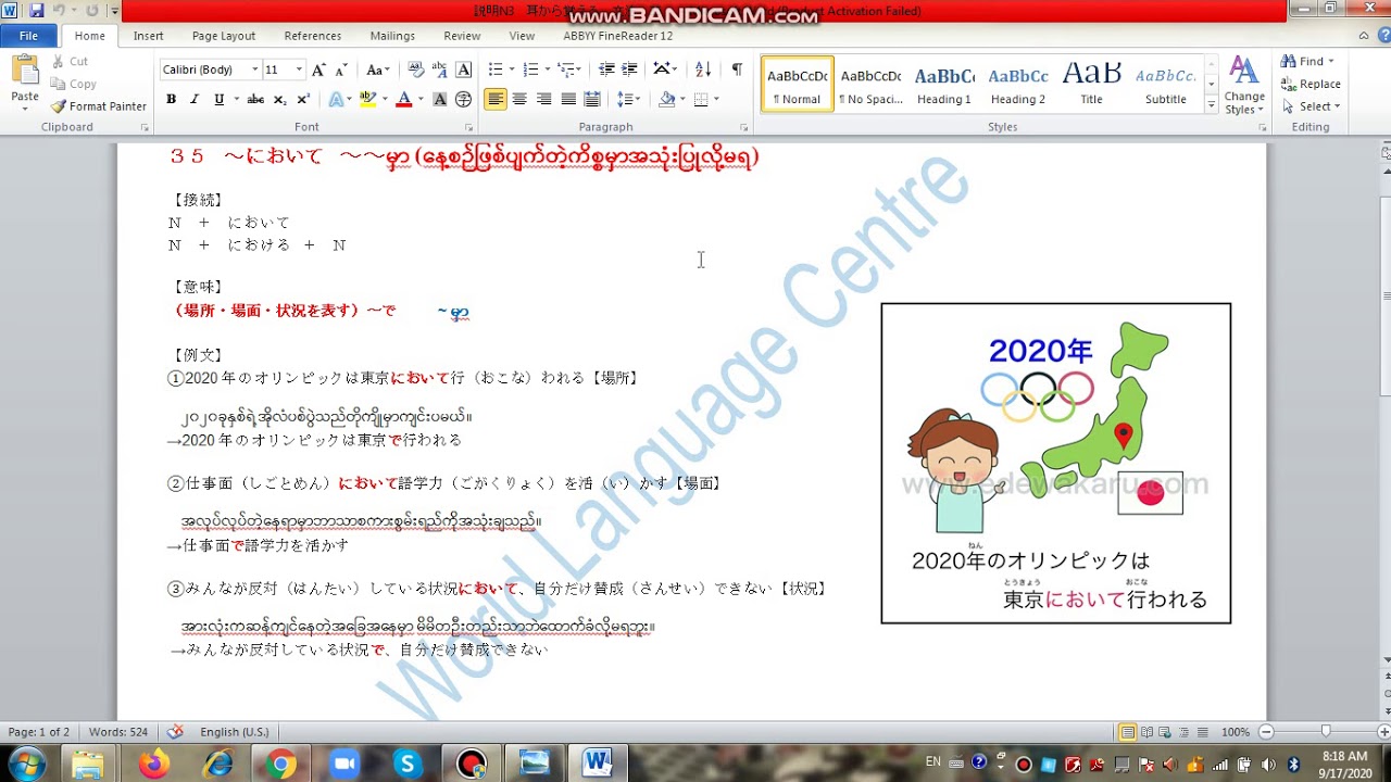 N3 文法　35　～において　World Language Centre (Inzali Aung )