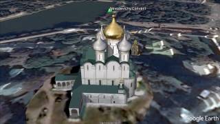 Flight over Moscow landmarks in 3D