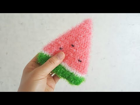 코바늘 수박 수세미뜨기[crochet watermelon scrubby]