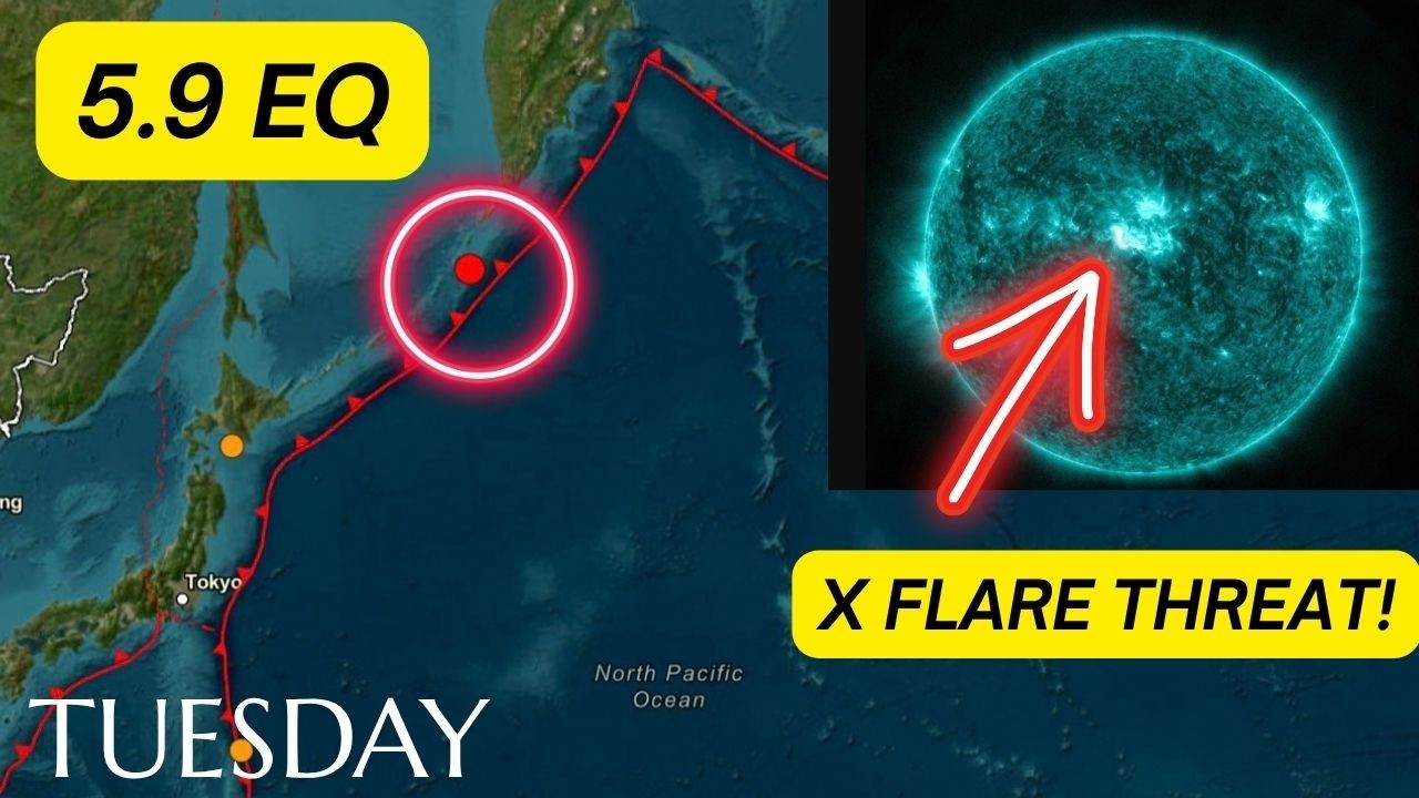 5.9 Earthquake Kuril Kamchatka Trench. Multiple M Flares today. X Flare Threat increasing.