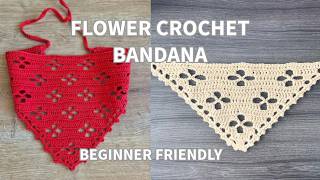 QUICK & EASY Flower Crochet Bandana Tutorial | Beginner Friendly
