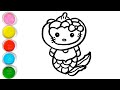 Cute Mermaid Drawing, Painting and Coloring For Kids and Toddlers_ Child Art