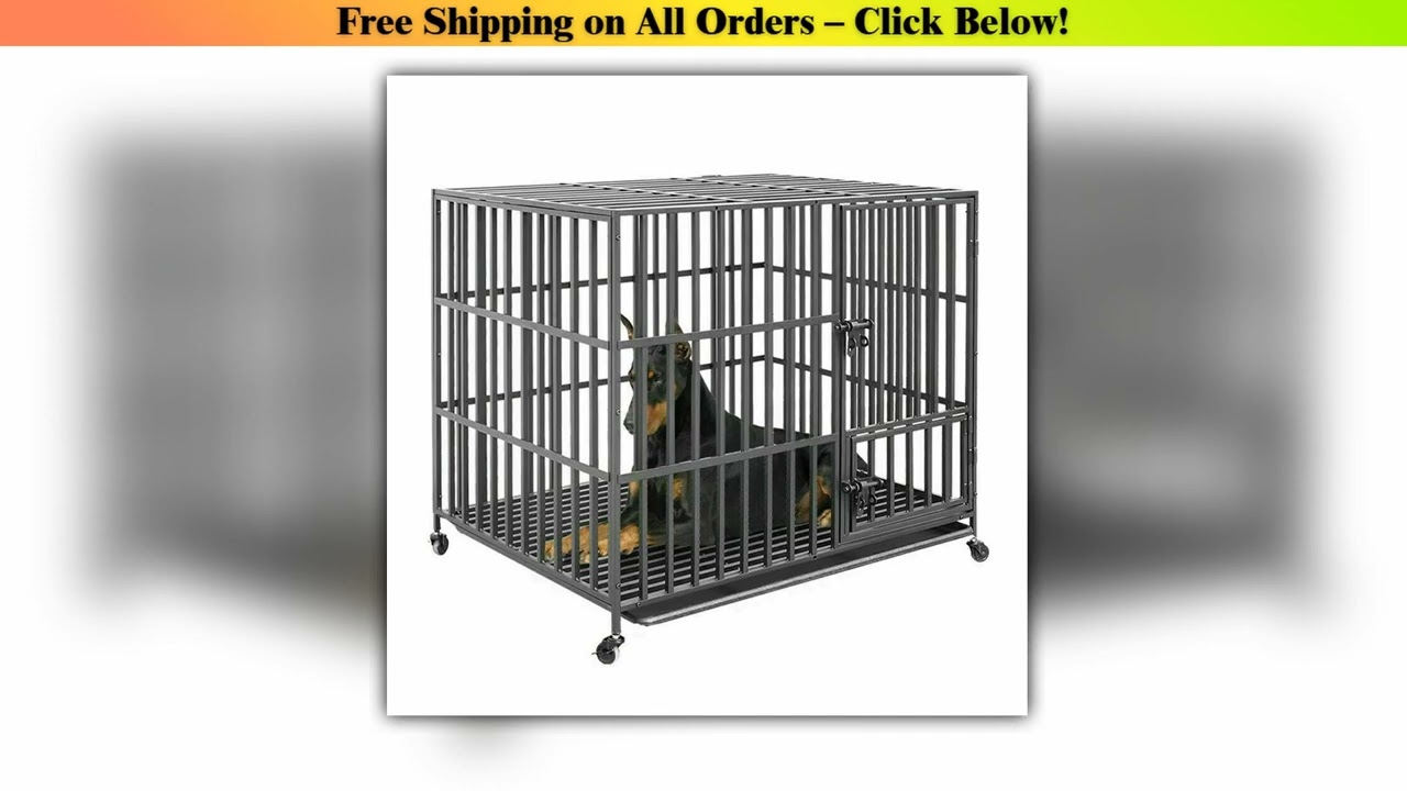 XXL Large Heavy Duty Dog Crate Strong Pet Cage Tear Resistant Square Tube Metal Kennel Playpen
