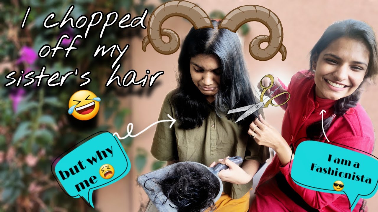 I Chopped Off My Sister's Hair | Haircut at home | Fun vlog!!!