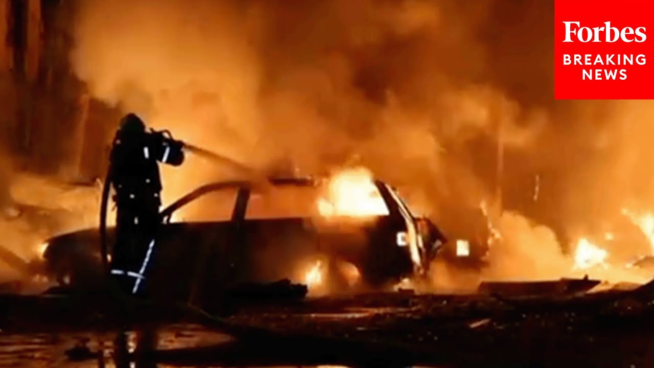 Ukrainian Fire And Rescue Crews Respond After Russian Drone Strikes On Kharkiv