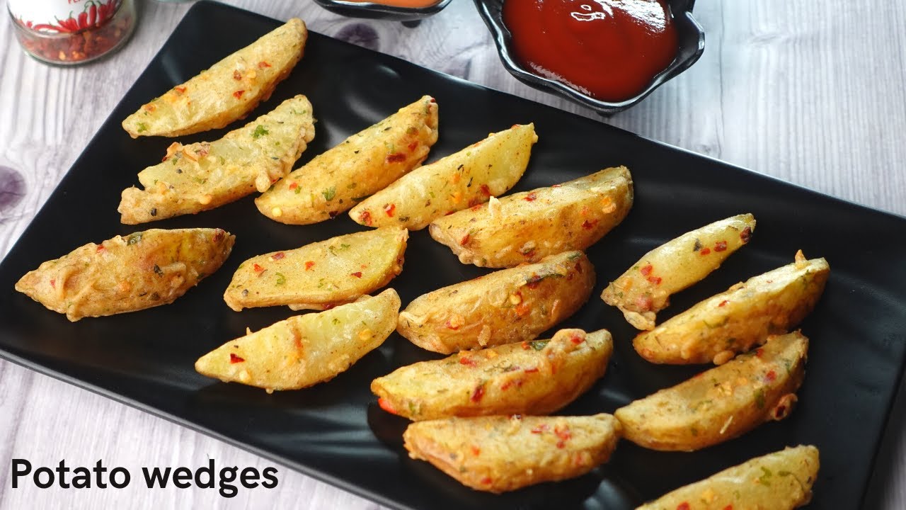 Crispy potato wedges recipe | Cafe style potato wedges | Easy snacks | Potato snacks