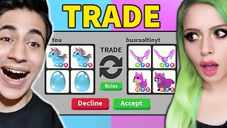 BÜŞRA ARTIK BİTTİ !? TEK RENK TRADE CHALLENGE !! ( Roblox Adopt Me )