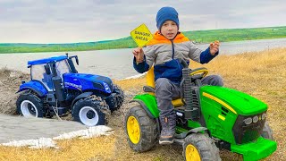 Darius Rides on Tractor and Learns Road Signs for kids