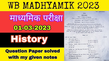 Madhyamik History paper solved 2023 with my given notes