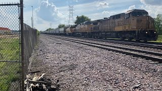 Hot Day UP Manifest Train blows by! The Camanche, IA Finale! 5/16/2024