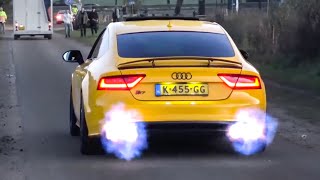 750HP Audi S7  LAUNCH CONTROLS and HUGE Flames!