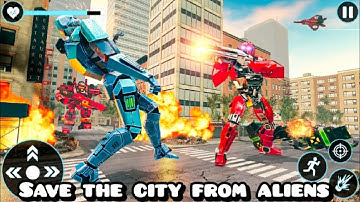 Dino Robot Car Game - Flying Robot Transforming Game - Save the city from aliens #39