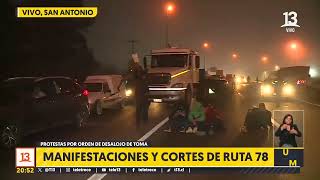 Cortes de Ruta 78 y manifestaciones por orden de desalojo de toma en San Antonio