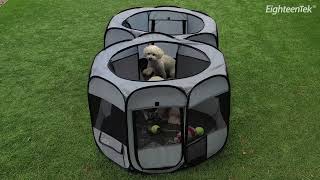 EighteenTek Double Room Pet Playpen: Perfect for Dogs, Cats, and More!