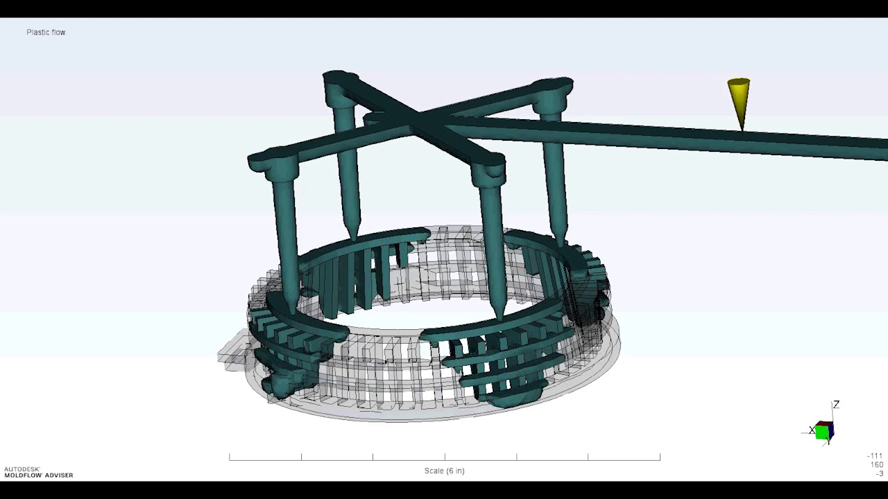 3 plate mold with 4 gates