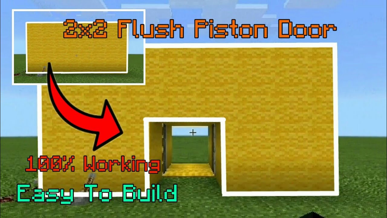 How to make a 2x2 Flush Piston door in Minecraft Pocket edition! | Easy ...