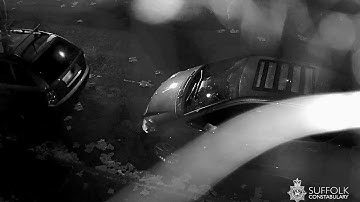 CCTV footage shows vandal climbing over a parked car in Lowestoft