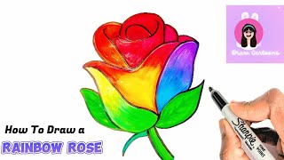 How To Draw a Rainbow Rose 🌹🌈