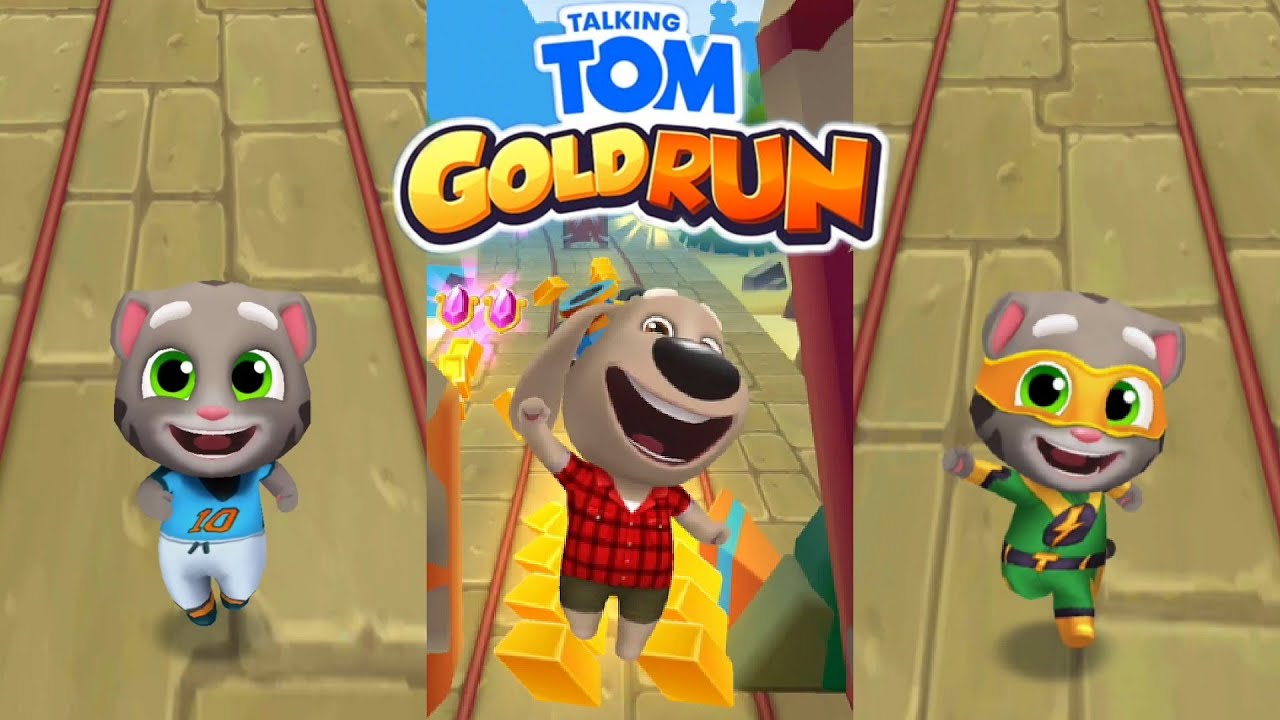 Talking Tom Gold Run Lava Side World : Football Tom vs Ben vs Super Tom