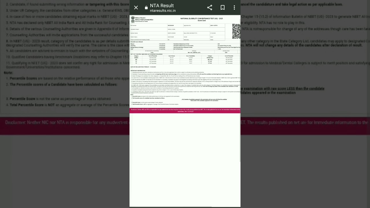 My neet 2023 result 🤩🥳🥳 