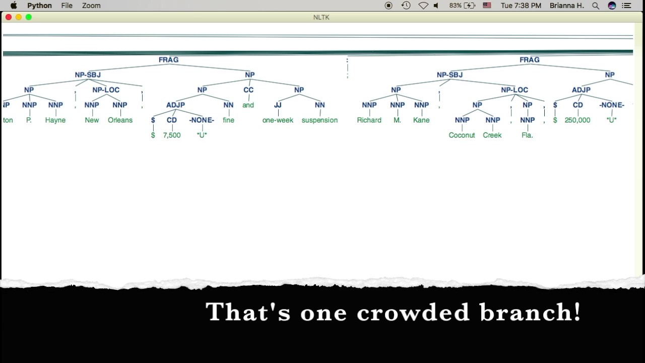 Tree Diagram for Longest Sentence in NLTK Penn Treebank - YouTube