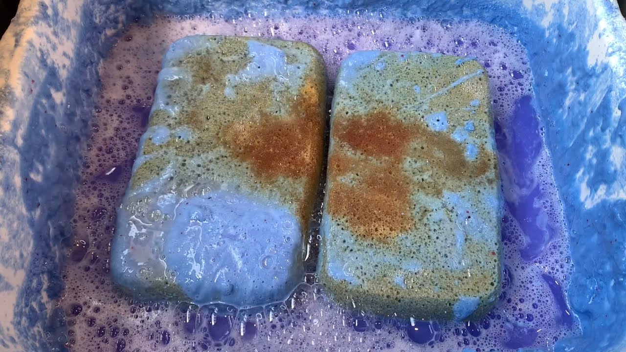 ✨💙💜CRUSTY LAUNDRY PASTE BUCKET 💜💙✨ - no suds, no crystals - BUT SATISFYING AF - sponge ASMR