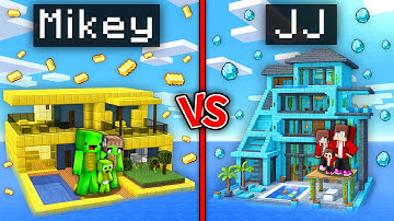 Mikey GOLD vs JJ DIAMOND Water House Family Battle in Minecraft - Maizen