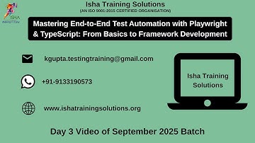 Playwright with Typescript Day3 video on 23rd Sept 2025.call/WhatsApp us on+91-9133190573 to enroll.