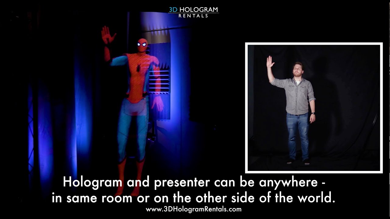 Large life-size interactive augmented-reality stage hologram