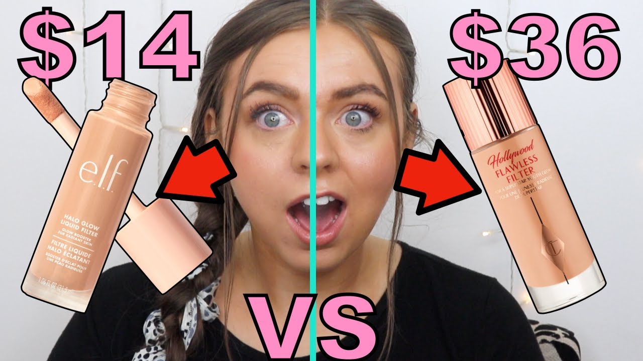 Новый жидкий фильтр e.l.f. Halo Glow сравнивается с фильтром Charlotte Tilbury Flawless на жирной...