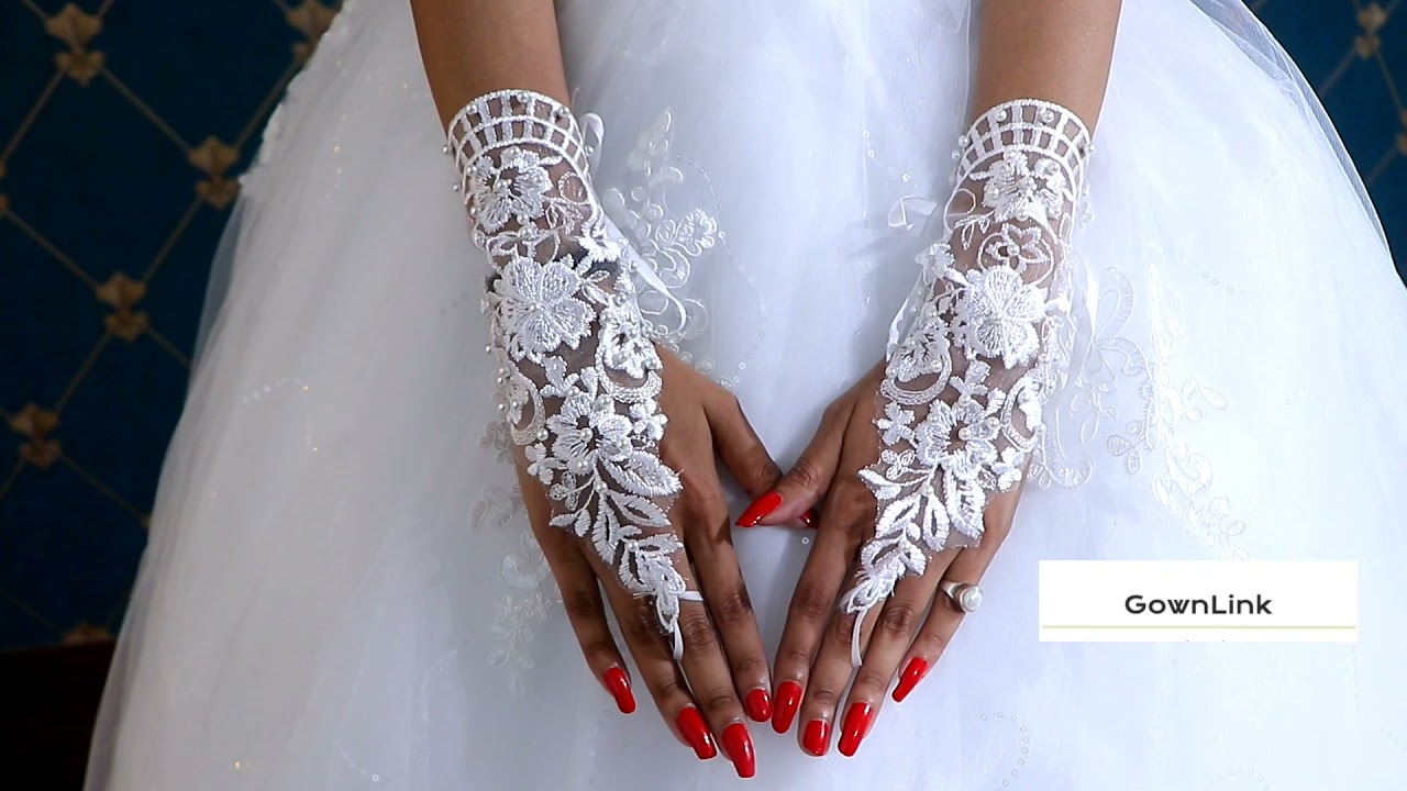GownLink Christian Wedding Bridal White Fingeless Gloves India