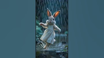 BUNNY dancing in the rain #bunny #rabbitdance #ai