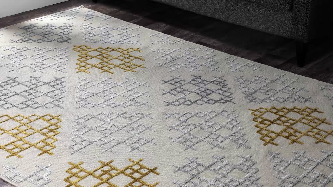 Wako Lowell Grey/Gold Area Rug Carpet - Mat Living