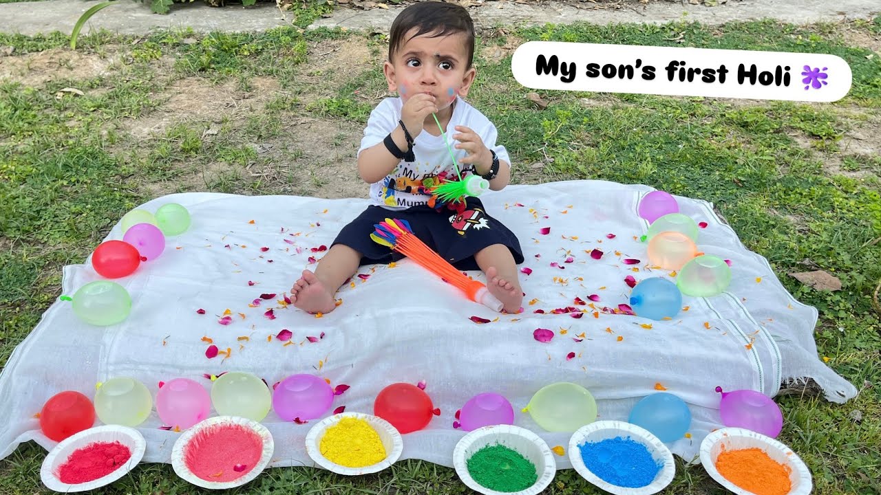 My baby boy first holi 🫟 celebration 🎉 #holi2026 #firstholi #udhampurvlogs #shriyasharmavlogs 