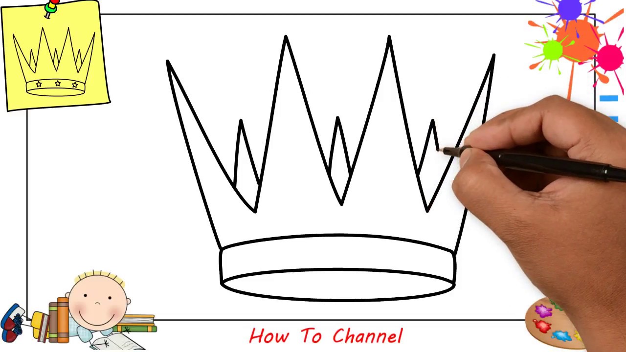 How to draw a crown EASY step by step for kids, beginners, children 3 ...