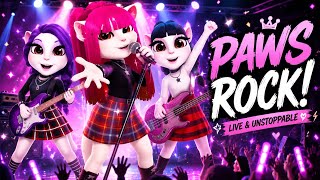 Rumi, Mira and Zoey Rockstar dress up challenge | My Talking Angela 2 🎸💜🩷🩵 #huntrixrockstar