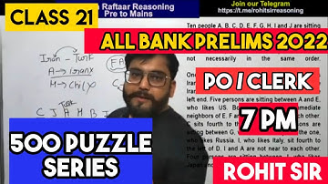 500 PUZZLE SERIES || CLASS 21 || BANK PO & CLERK || ROHIT SIR || GUIDELY