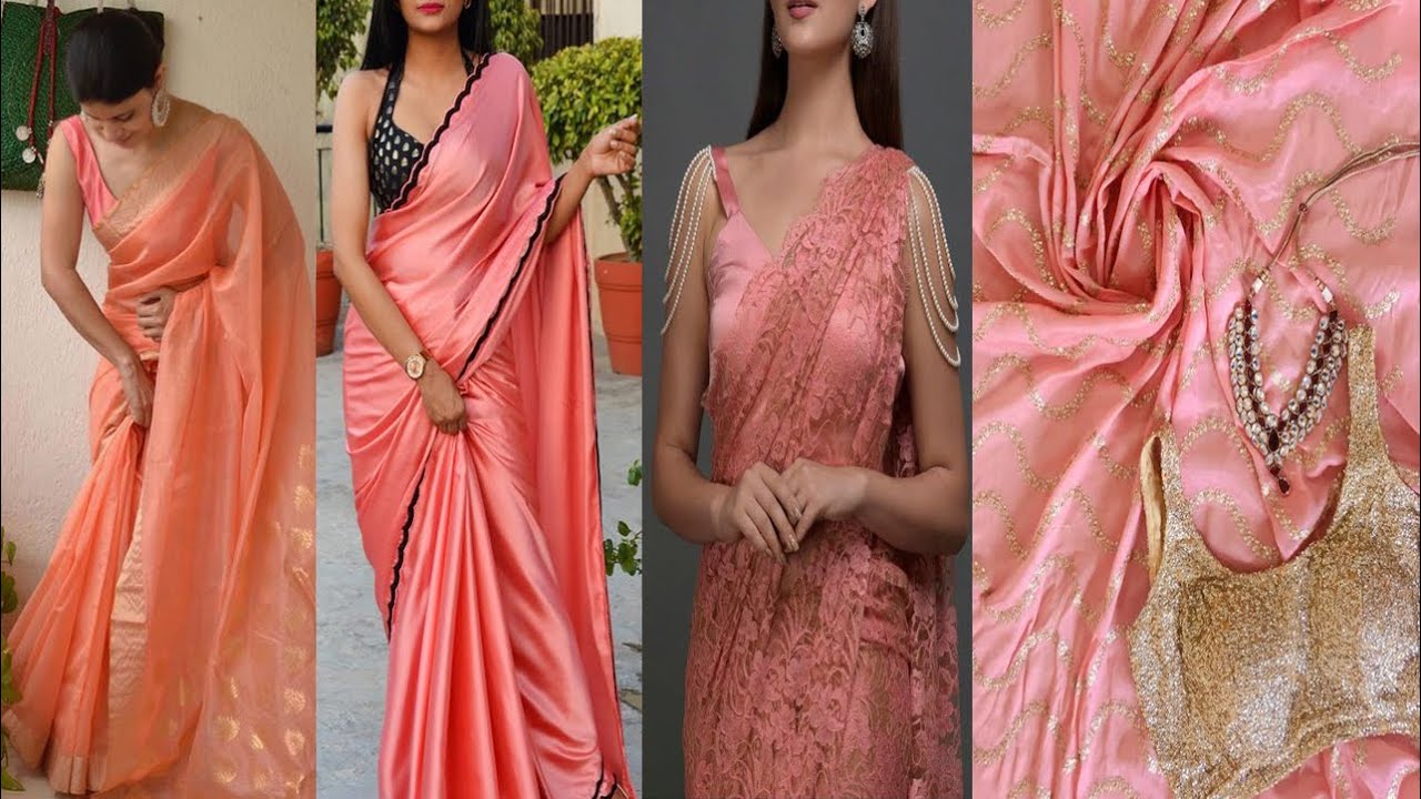 Embroidered Border Art Silk Saree in Dark Peach : SPF6760