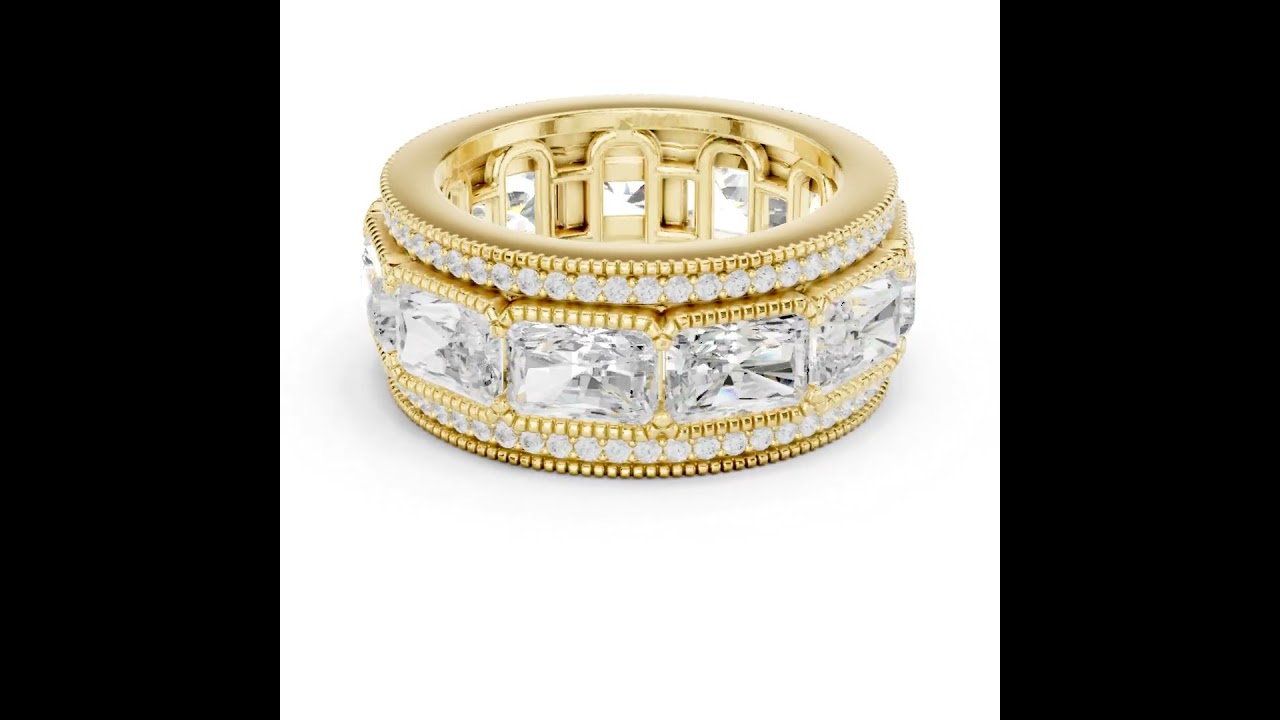 Radiant Diamond Milgrain Double Pave Eternity Band