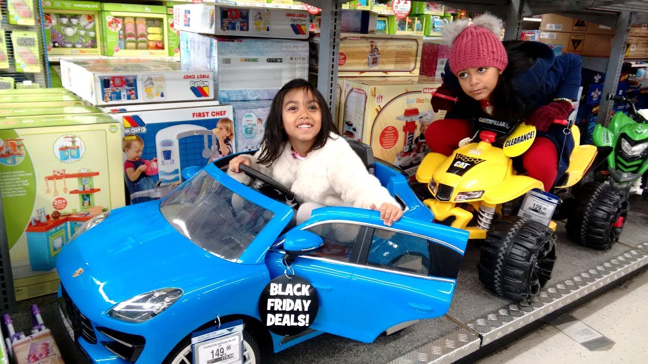 Kids Test Drive Ride On Cars at Toys R 