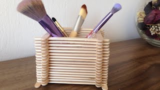 diy popsicle stick basket , makeup organizer diy, dondurma çubuklarından sepet yapımı