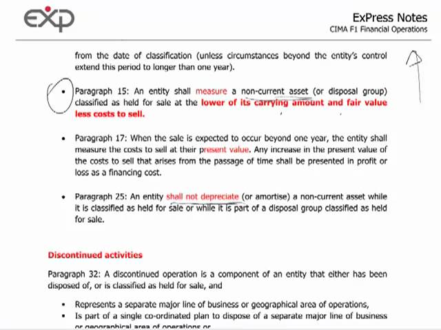 CIMA F1 - 6 IFRS 5: NCAs held for sale, discontinued operations