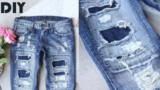 How To Rip Distress Denim Jeans At Home ( DIY Ripped Jeans )