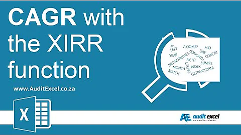 CAGR by using the XIRR Function in MS Excel. 1 of 4 Excel CAGR methods (links in description)