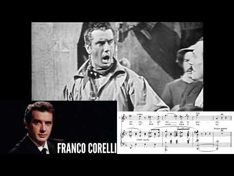Franco Corelli is Canio (Beggining of the opera with Video and Score) HD