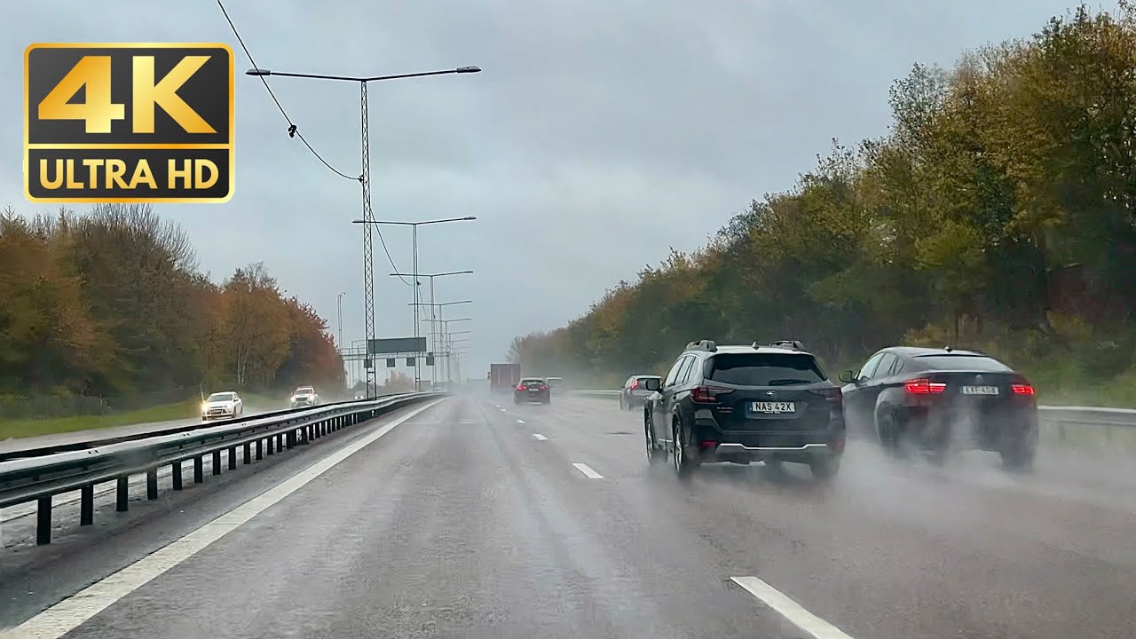 4k Driving in Stockholm | Driving under the rain | Stockholm’s highway | Expensive cars on the road