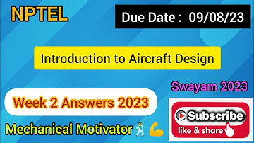 Introduction to Aircraft Design | Week 2 Quiz | Assignment 2 Solution | NPTEL | SWAYAM 2023