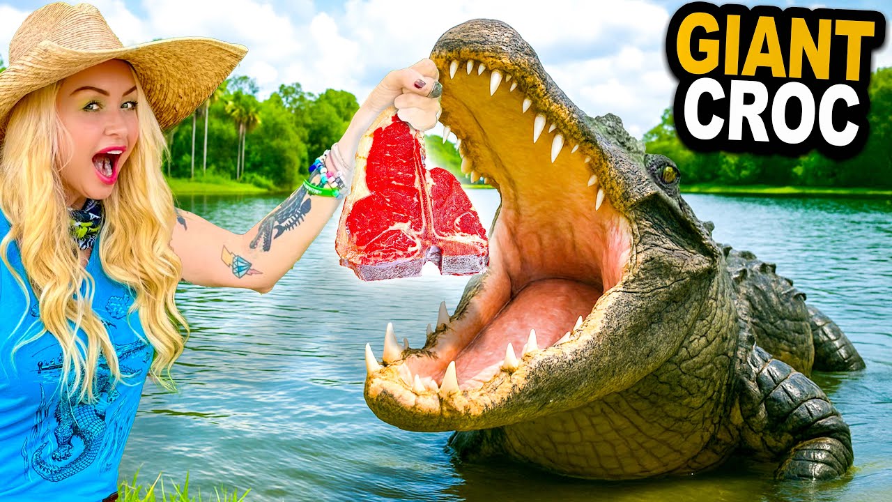 Feeding 100 LBS of Meat To Giant, Hungry Crocodiles!