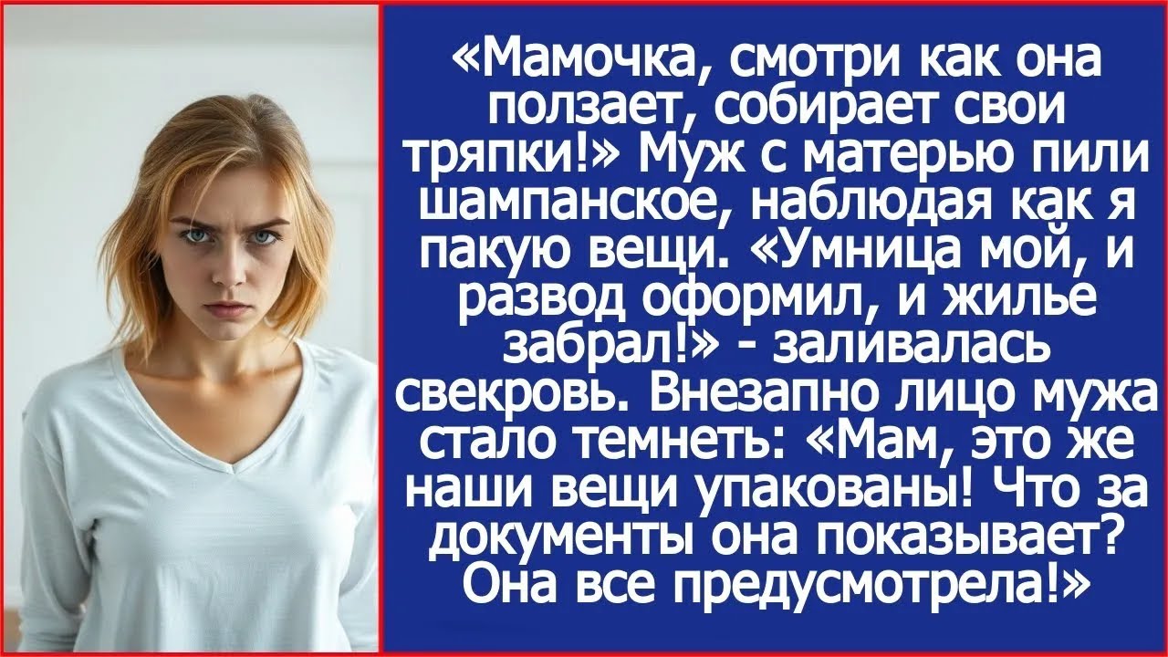 «Умница мой, и развод оформил, и жилье забрал!»   заливалась свекровь  Но рано радовалась