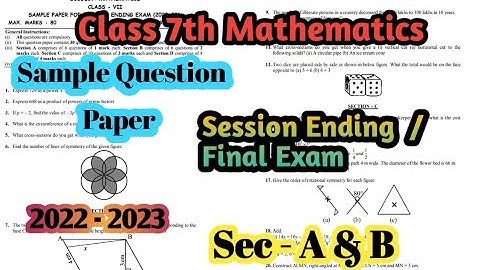 Class 7 Annual Examination Maths Question Paper with Answers 2022-23@kvteachersguild